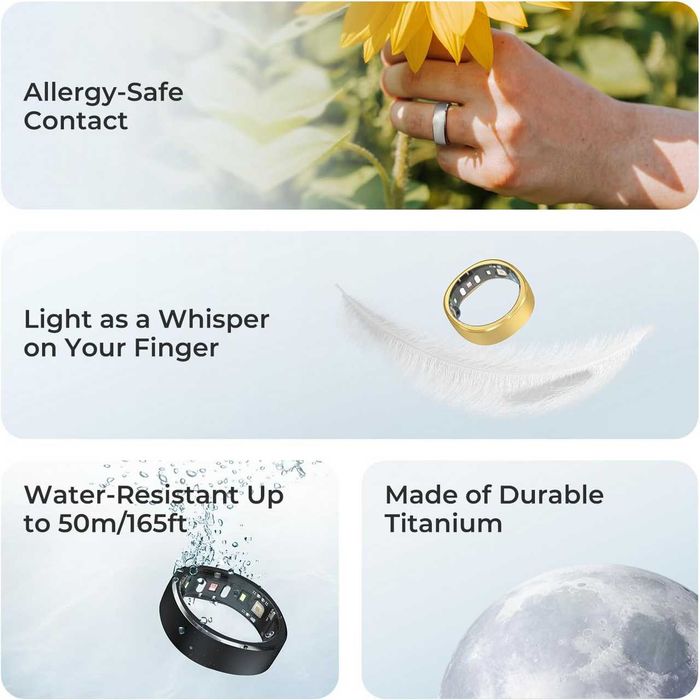 RingConn smart ring culoare Silver marime 8 in stare foarte buna