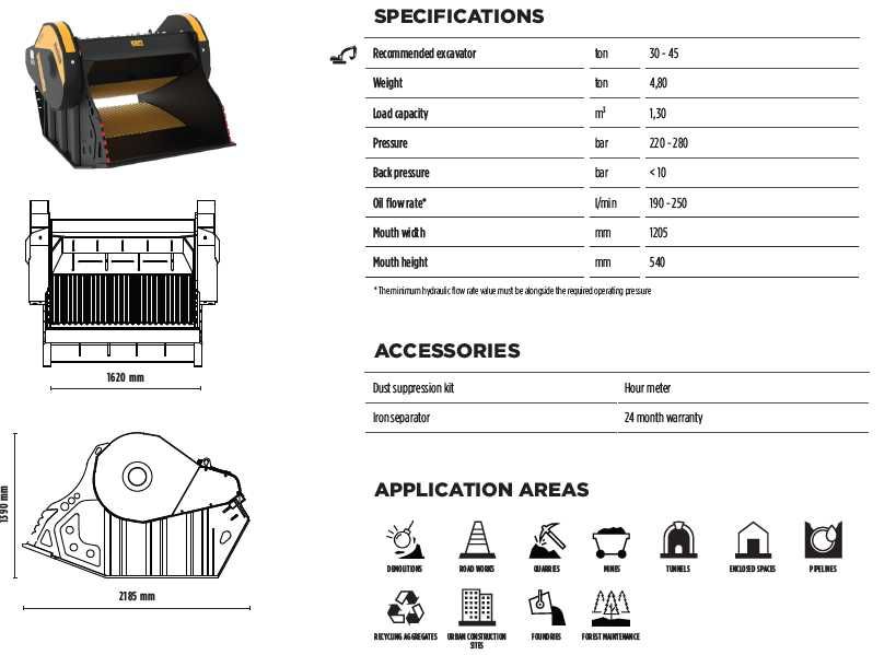 Cupa concasare model BF120.4 S4 pentru excavatoare 30-45 ton