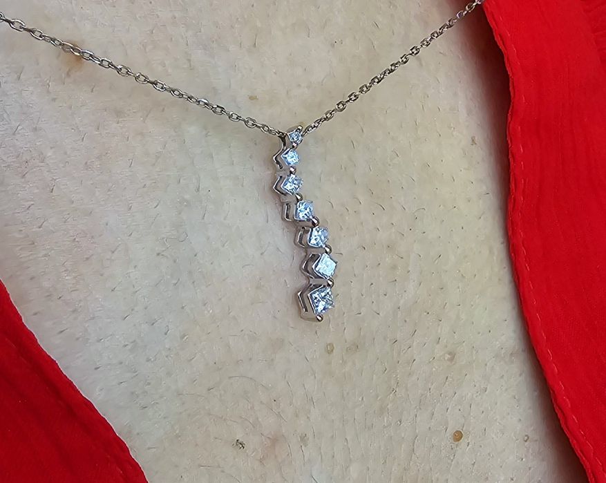 Pandant din aur alb 14k cu diamante naturale princes