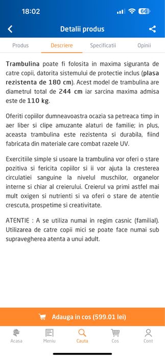 Trambulina pentru copii