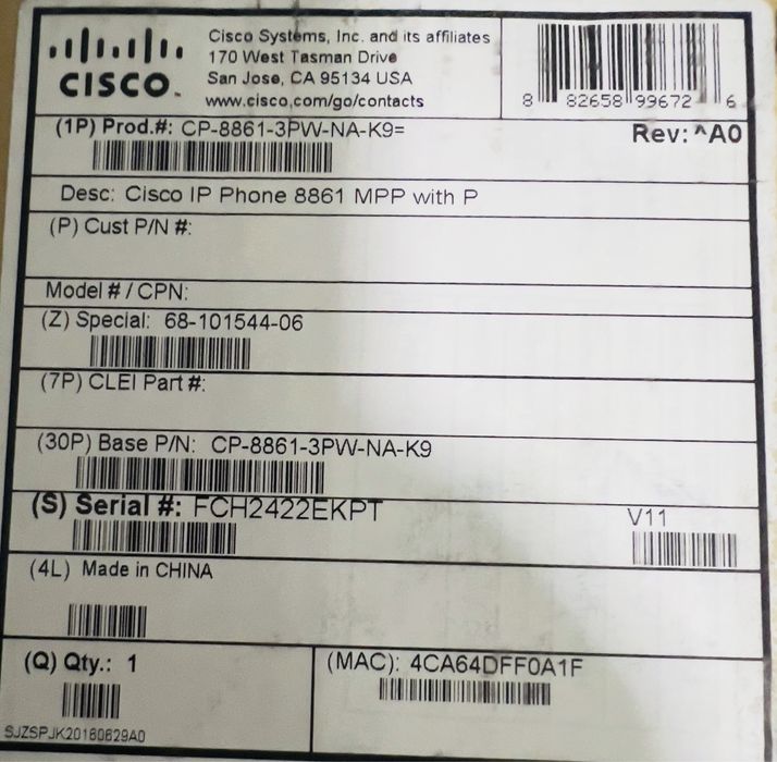 Cisco IP Phone 8861 MPP