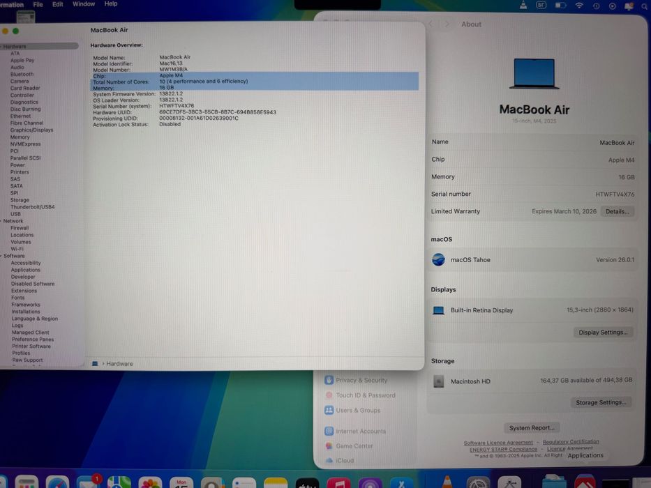 MacBook Air 15" M4 Chip 10-CPU, 10-GPU, 16GB RAM, 512SSD В ГАРАНЦИЯ