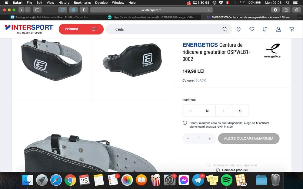 Energetics Centura de ridicare a greutatilor marime M