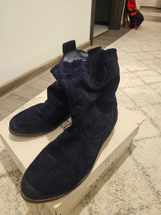 Cizme/ghetute piele albastre mar 41