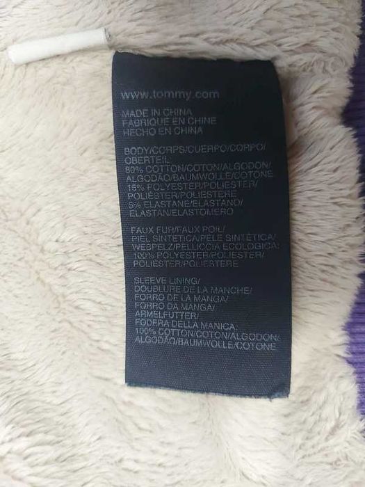 Hanorac Tommy Hilfiger, cu gluga, îmblănit, mov, marimea 16(croiala S)