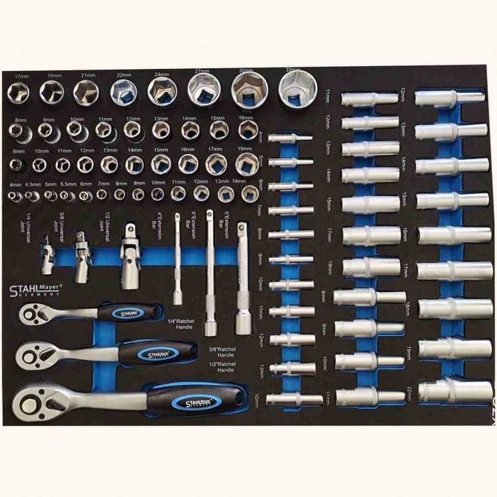 НЕМСКИ Шкаф Количка С Инструменти 7 Чекмеджета Stahl Mayer + ЛЕД ФЕНЕР