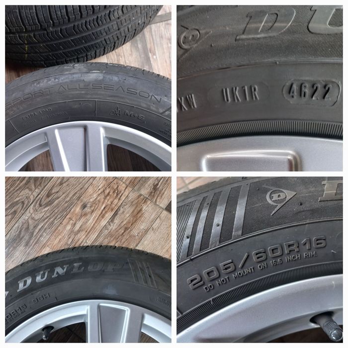 Roti  aliaj.anvelope all season 205/60 R16 Audi vw