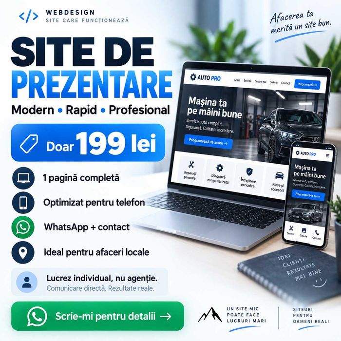 Site de prezentare profesional 199 lei | Rapid și modern