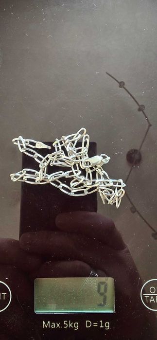 Сребърен ланец със сребърна висулка рог.