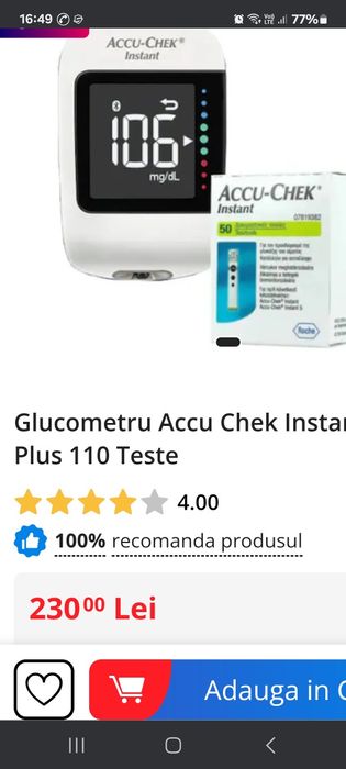De vânzare set complet aparat glucometrusigilat 100 de testere și ace