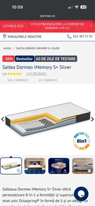 Saltea Dormeo iMemory Silver III Mattress 120x200cm