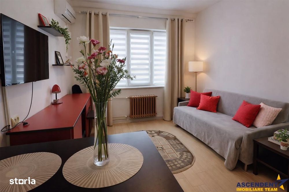 Garsoniera mobilata, cu baie si bucatarie, loc de parcare inclus, Trac