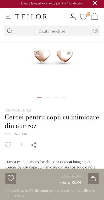 Cercei aur roz Teilor 14 K cu zirconii