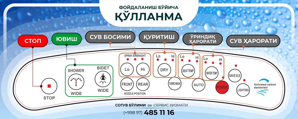 unitaz qopqog'i bide funksiyasi bilan / биде для унитаз
