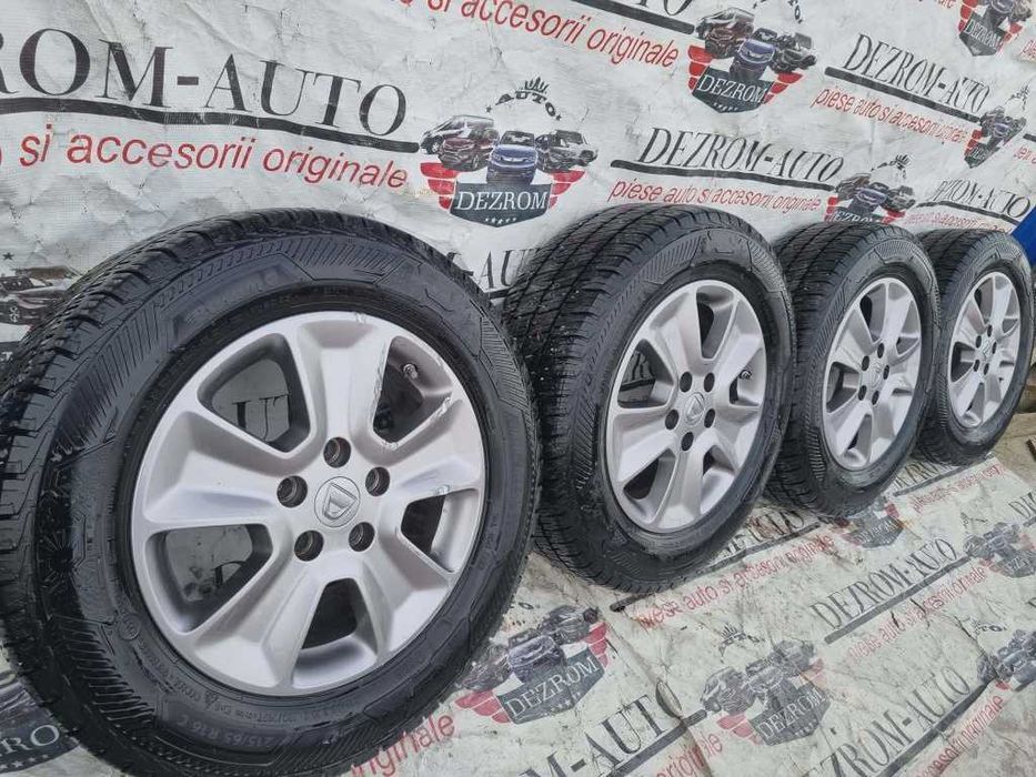Set jante aliaj 403004803R 6.5J16 5x114.3 cu anvelope MS in stare buna 215/65 R16 Renault Nissan Dacia