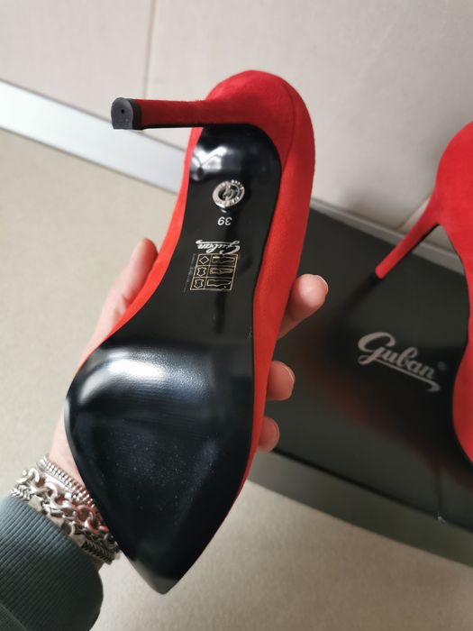Pantofi piele naturala stiletto Guban - rosii