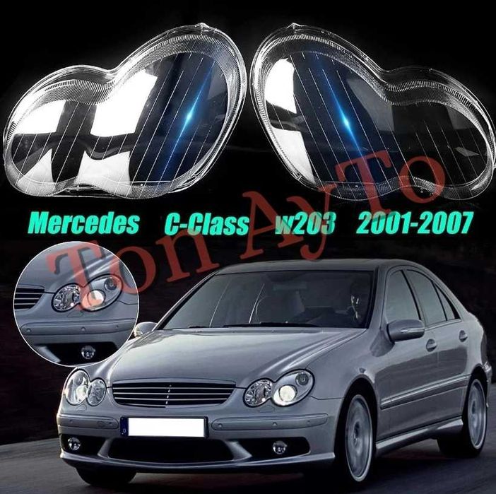 Капаци Фарове W203 Мерцедес Mercedes C Class W203 2001-2007 Стъкла Фарове Капаци