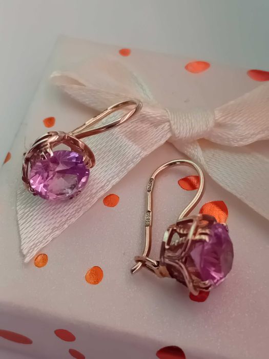 Антикварни руски златни обеци с Александрит синтетичен