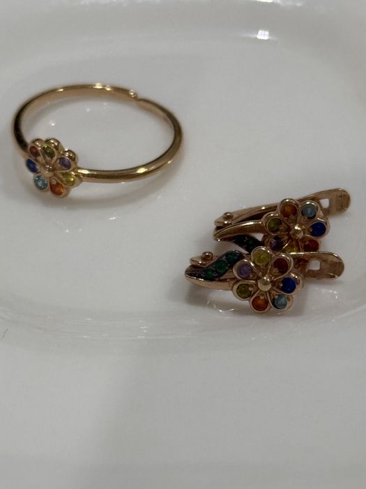 Детский комплект сережки кольцо