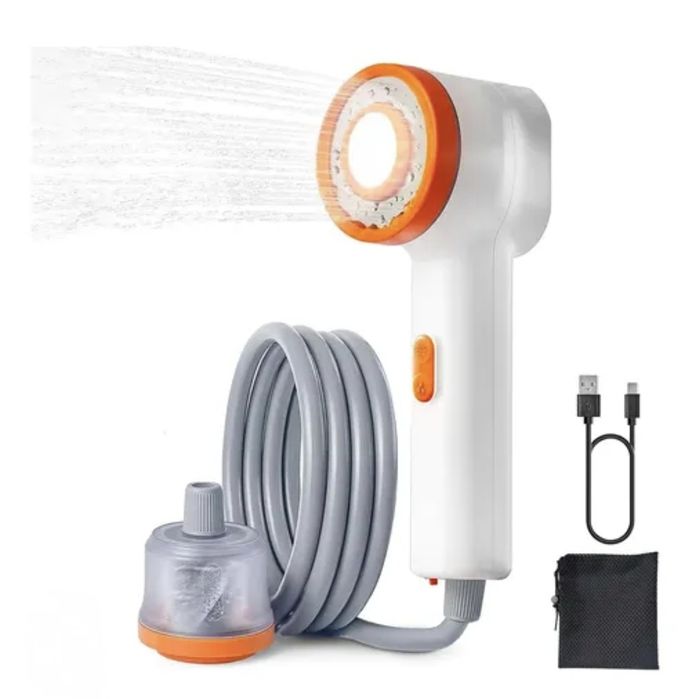 Преносим душ с фенерче, USB, 220V