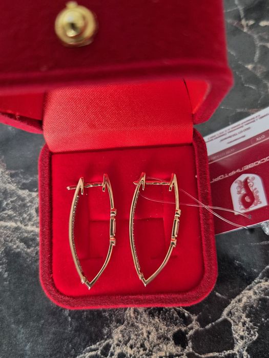 Новые золотые серьги Стрелы 585 пробы