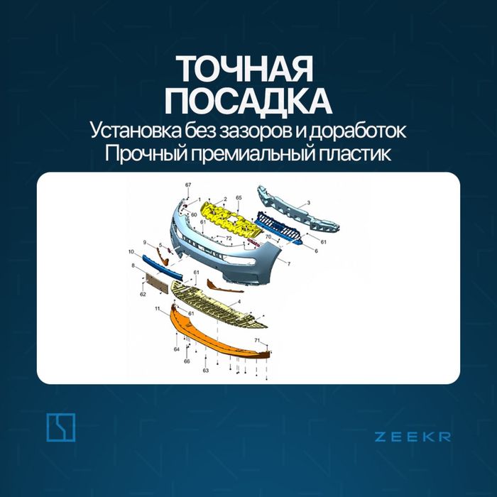 Передний бампер для Zeekr 001 до рестайлинг / zeeke zapchast
