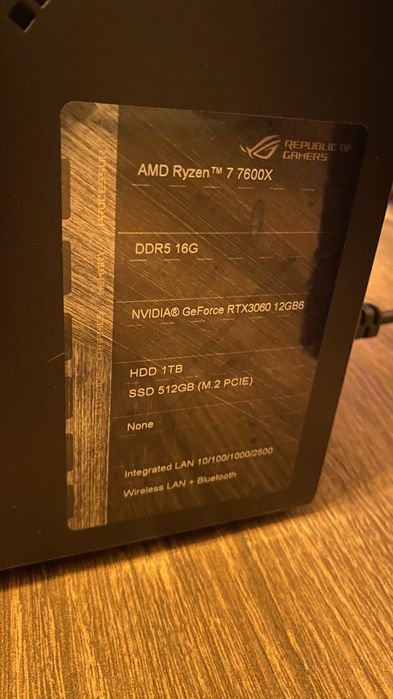 PC Gaming ASUS ROG + Monitor 27”-Ryzen 5 7600X/RTX 3060