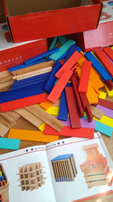 Креативен строител 100 бр. с масивни дървени пластини City Blocks