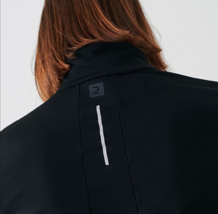 Bluză alergare/ jogging cu fermoar scurt, negru, damă, mărimea 38