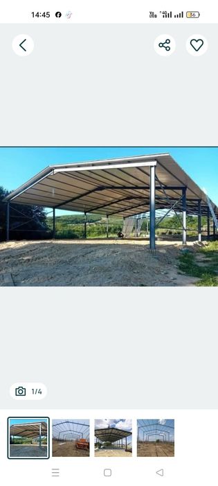 Vând hala pe structură metalică demontabila 10x20x4