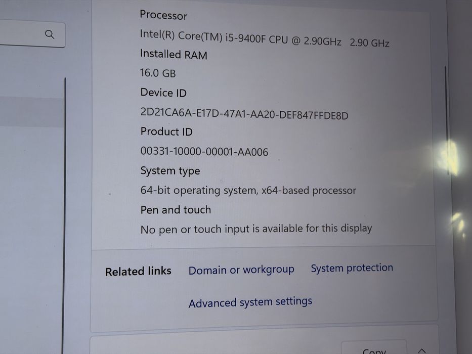 PC Gaming i5-9400F / GTX 1660 SUPER 6Gb / 16GB RAM / SSD – 256Gb