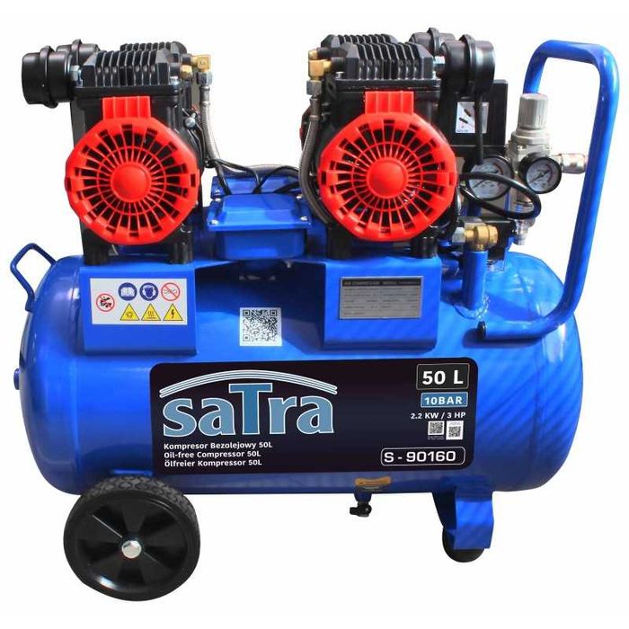 Compresor de aer silentios Satra, putere 2200W, rezervor 50L, 4 cil