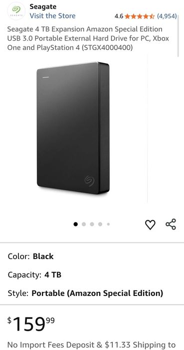 HDD / Hard Disk Portabil 4TB SEAGATE USB 3.0 pt PC, Mac, Xbox, PS5 etc