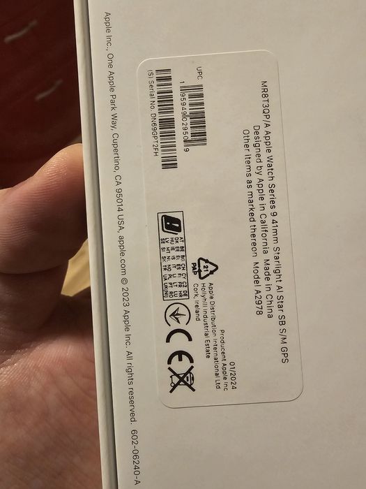 Apple Watch 9, GPS, Carcasa Starlight Aluminium 41mm, Starlight Sport Band - S/M