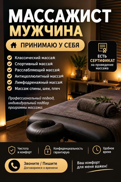 Массаж принимаю у себя
