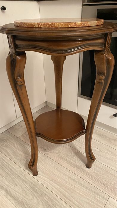 Comoda Piedestal Suport Marmura Lemn Masiv Vintage Sculpturi