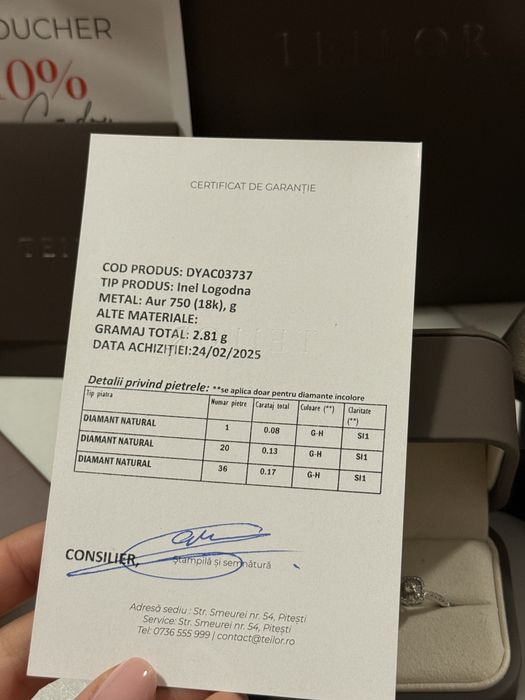Inel logodnă din aur alb 18k Teilor