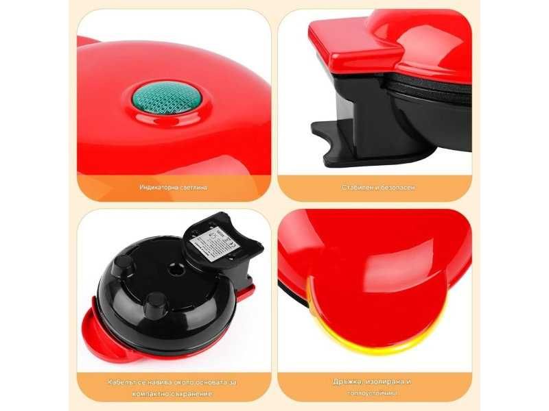 Мини Гофретник LWMTT HY-8925 - 350W, 10см, Червен
