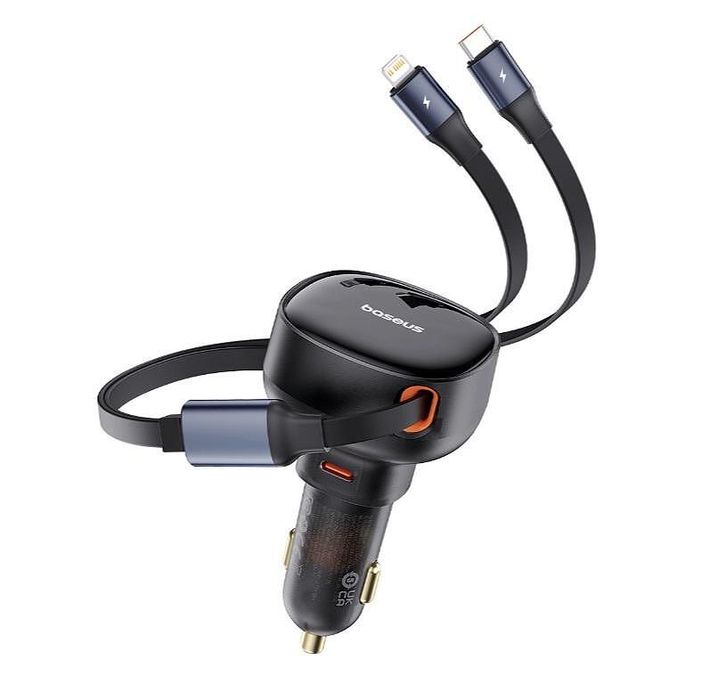 Зарядно устройство за кола baseus enjoyment usb-c с usb-c / lightning