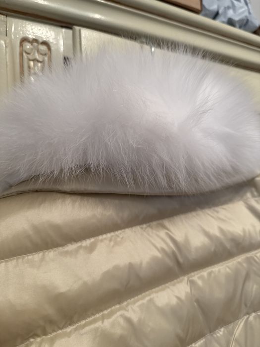 Jacheta din puf gasca si guler blana vulpe S NOU