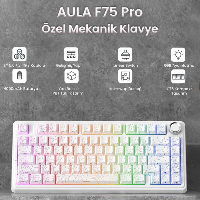 Механична клавиатура AULA F75 RGB Wireless