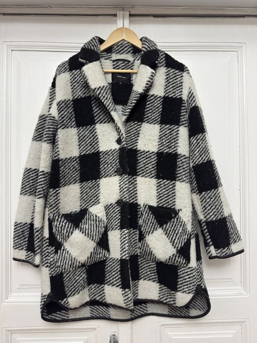 Palton de lana, Opus, marimea S, gri cu negru