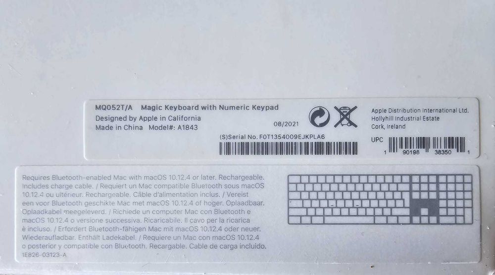 Tastatura Apple Magic Keyboard cu numeric keypad, alba, Sigilata.