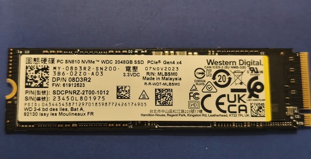 2tb ssd nvme m.2 WD PC SN810 скоростной,топовый от Western Digital.