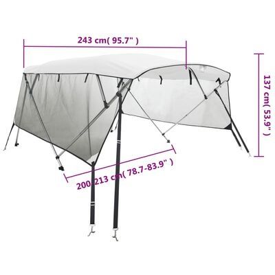 Parasolar Bimini 4 arcuri pereţi laterali, 243x(200-213)x137 cm
