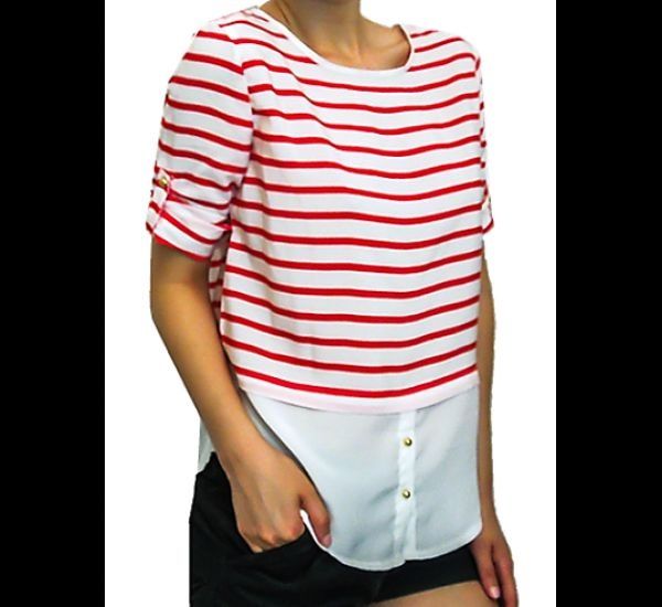 bluza camasa rosu cu dungi