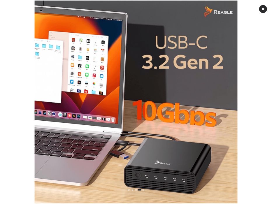 Rack Extern Reagle 4-bay m.2 nvme PCIe SSD Enclosure USB-c 3.2 Gen 2 10Gbps, max 32TB. - resigilat