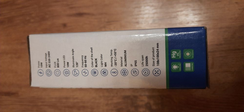 Proiector Led 10W,800 lm,lumina rece,6000 K,Aluminiu,negru,IP65,Nou