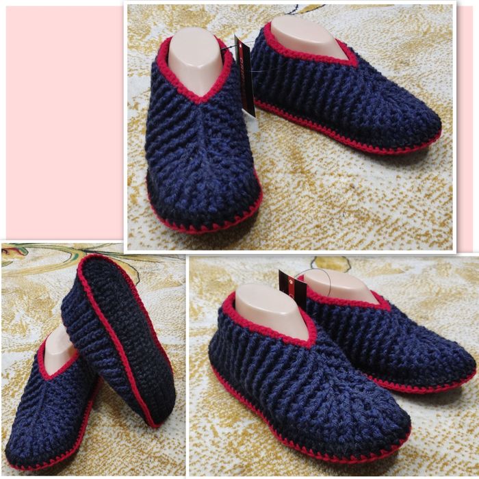 Вязаные тёплые мягкие обуви на подошве синтепоном