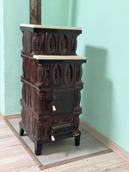 Sobă teracotă pe lemne 4R+M maro, 7 kW, 108x46,5x46,5 cm